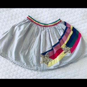Mini Boden Gold Sequin Star Rainbow Skirt 6